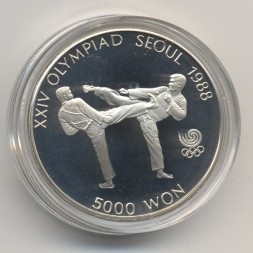 Южная Корея 5000 вон 1987 год - Олимпийские игры (Тхэквондо)