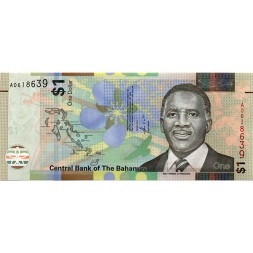 Багамские острова 1 доллар 2017 год - Линден Пиндлинг.  Полицейский UNC