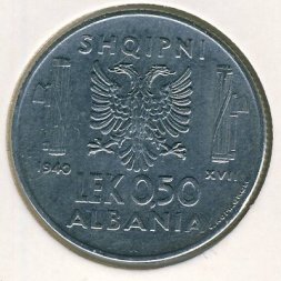 Албания 0.5 лек 1940 год