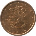Финляндия 2 евроцента 2001 год - Герб Финляндии