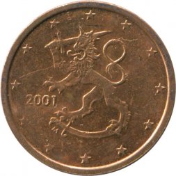 Финляндия 2 евроцента 2001 год - Герб Финляндии