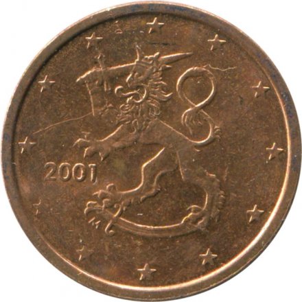 Финляндия 2 евроцента 2001 год - Герб Финляндии