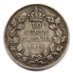 Канада 10 центов 1916 год