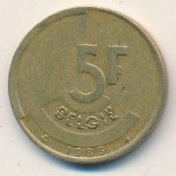 Монета Бельгия 5 франков 1986 год BELGIE