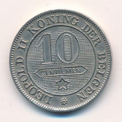 Бельгия 10 сантимов 1894 DER BELGEN