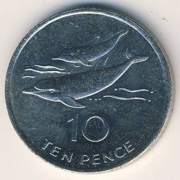 Монета Остров Святой Елены и острова Вознесения 10 пенсов 2003 год