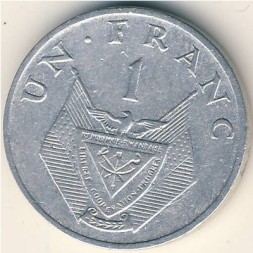 Монета Руанда 1 франк 1969 год