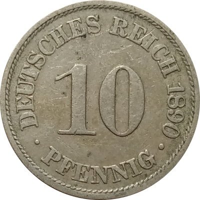 Германия 10 пфеннигов 1890 год (A)
