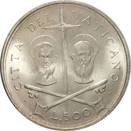 Ватикан 500 лир 1967 год - Святые Петр и Павел