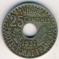 Тунис 25 сантимов 1931 год
