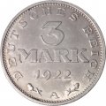 Веймарская республика 3 марки 1922 год (A)