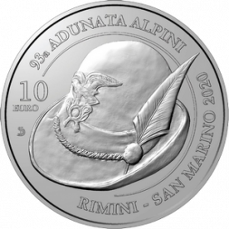 Сан-Марино 10 евро 2020 год - 93-я ассамблея альпийских войск в Римини