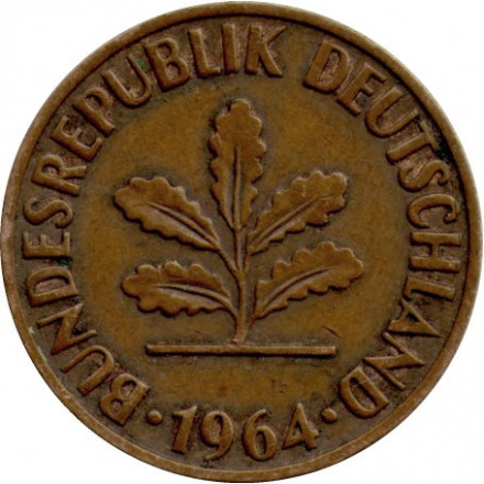 ФРГ 2 пфеннига 1964 год - D