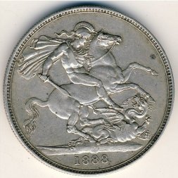 Великобритания 1 крона 1888 год