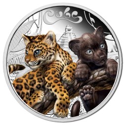 Монета Тувалу 50 центов 2016 год - Детёныши - Ягуар