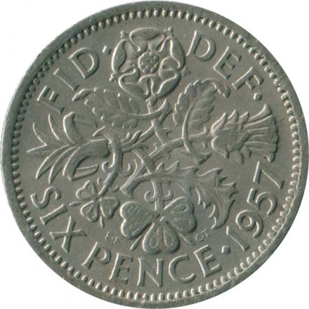 Великобритания 6 пенсов 1957 год