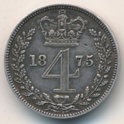 Великобритания 4 пенса 1875 год