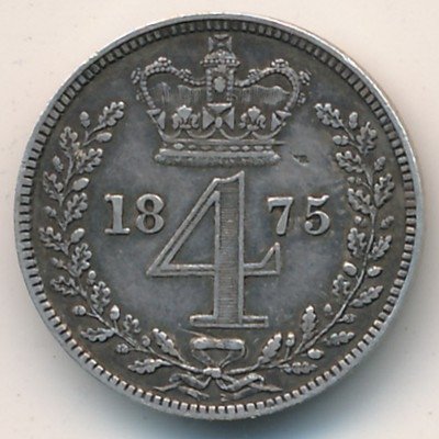 Великобритания 4 пенса 1875 год