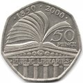 Великобритания 50 пенсов 2000 год - 150 лет публичной библиотеке