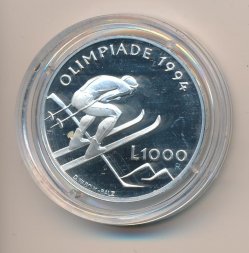 Сан-Марино 1000 лир 1994 год - Олимпиада 1994. Лыжи