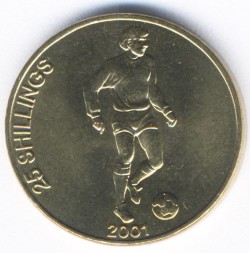 Монета Сомали 25 шиллингов 2001 год - Футболист