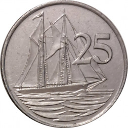 Каймановы острова 25 центов 2005 год - Парусник
