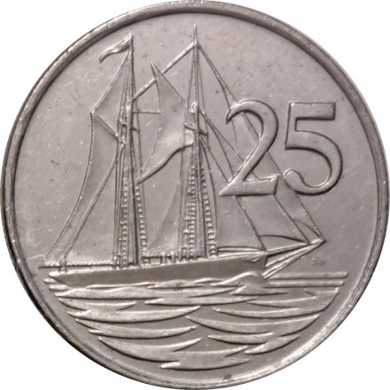 Каймановы острова 25 центов 2005 год - Парусник