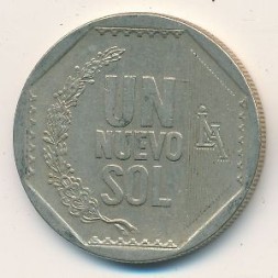 Монета Перу 1 новый соль 2009 год