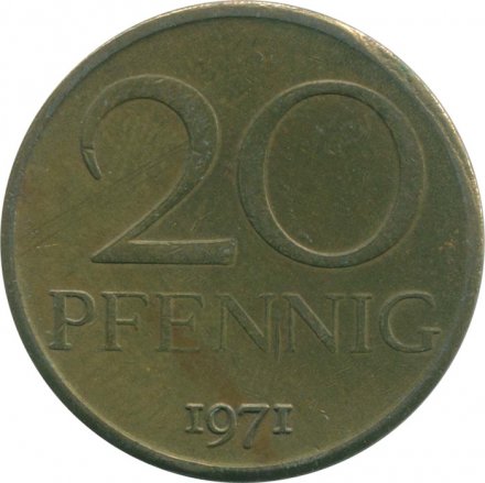 ГДР 20 пфеннигов 1971 год