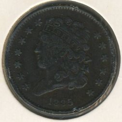 США 1/2 цента 1835 год