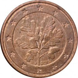 Германия 1 евроцент 2002 год (J)