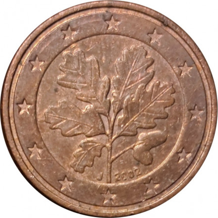 Германия 1 евроцент 2002 год (J)