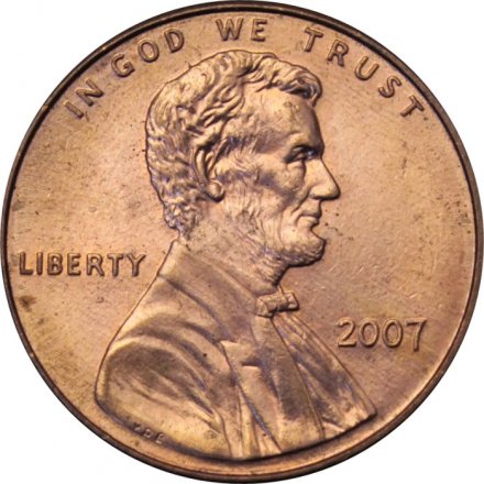 США 1 цент 2007 год - Авраам Линкольн (без отметки МД)