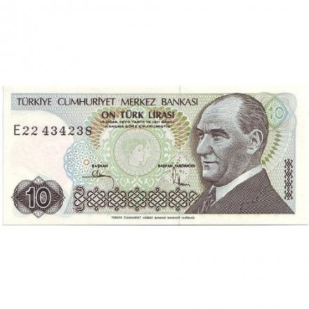 Турция 10 лир 1982 год - Президент Кемаль Ататюрк UNC