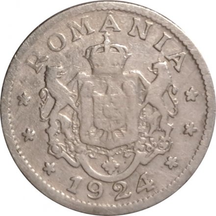 Румыния 1 лей 1924 год (без отметки монетного двора)