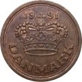 Дания 25 эре 1991 год - Королева Маргрете II