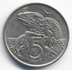 Монета Новая Зеландия 5 центов 1967 год - Гаттерия