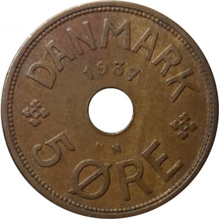 Дания 5 эре 1937 год