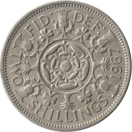 Великобритания 2 шиллинга (1 флорин) 1967 год - Роза Тюдоров