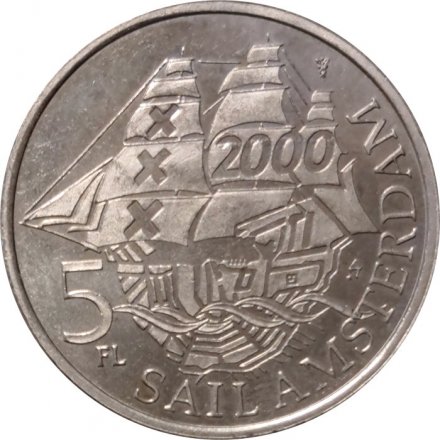 Монетовидный жетон Нидерланды 5 флоринов 2000 год - Парус Амстердам &quot;Носовые фигуры&quot;