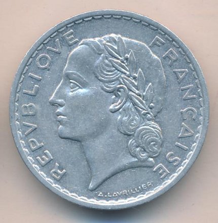 Франция 5 франков 1950 год (без отметки МД)