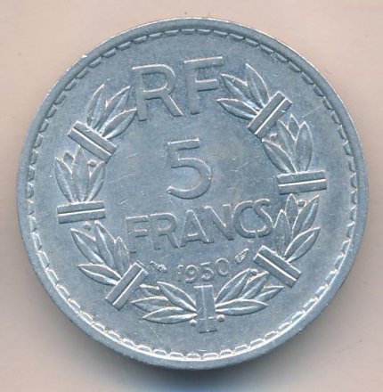 Франция 5 франков 1950 год (без отметки МД)