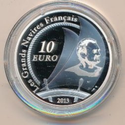 Франция 10 евро 2013 год - Эрик Табарли. Яхта Pen Duick