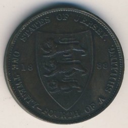 Монета Джерси 1/24 шиллинга 1888 год