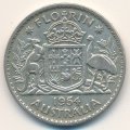 Австралия 1 флорин (2 шиллинга) 1954 год - Герб. Кенгуру и страус