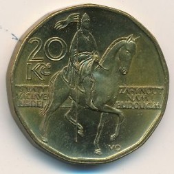 Монета Чехия 20 крон 2004 год - Памятник святому Вацлаву