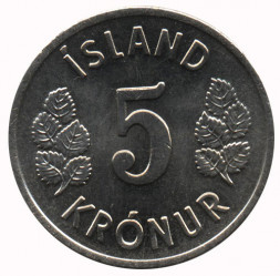 Исландия 5 крон 1977 год