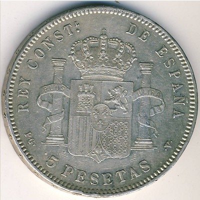 Испания 5 песет 1896 год