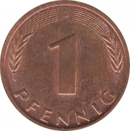 ФРГ 1 пфенниг 1977 год (D)