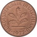 ФРГ 1 пфенниг 1977 год (D)